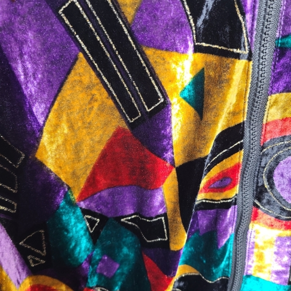 Vintage Velvet Bomber Jacket in Multicolor - Picture 2 of 6